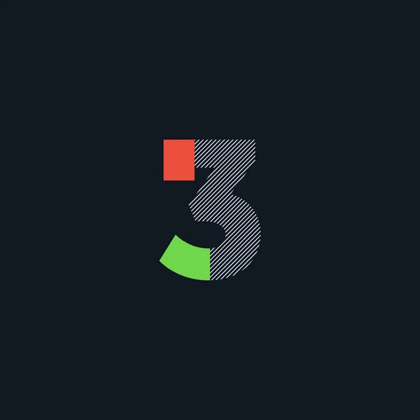Linha Dígito Número Logotipo Ícone Identidade Corporativa Geométrica Ilustração Vetorial — Vetor de Stock