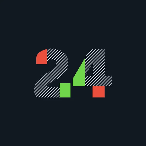 行数字24号徽标图标 几何企业标识 矢量插图 — 图库矢量图片