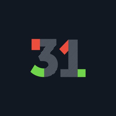 satır basamak 31 Sayı logo simge, geometrik kurumsal kimlik, vektör çizim