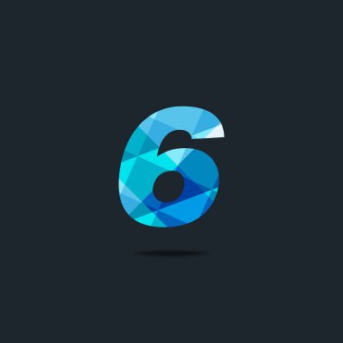 Modern 6 dijital numara logo simge, geometrik kurumsal kimlik, vektör çizim