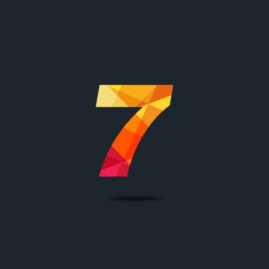 Modern 7 dijital numara logo simge, geometrik kurumsal kimlik, vektör çizim