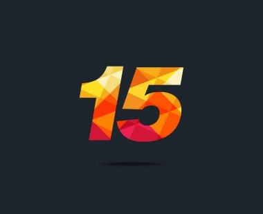 Modern 15 dijital numara logo simge, geometrik kurumsal kimlik, vektör çizim