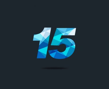 Modern 15 dijital numara logo simge, geometrik kurumsal kimlik, vektör çizim