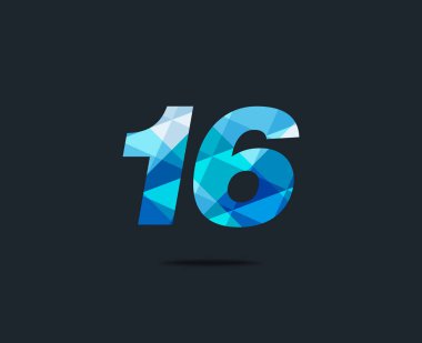 Modern 16 dijital numara logo simge, geometrik kurumsal kimlik, vektör çizim