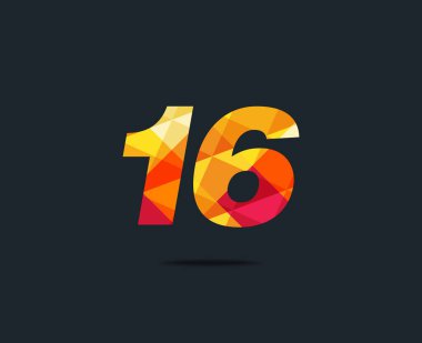 Modern 16 dijital numara logo simge, geometrik kurumsal kimlik, vektör çizim