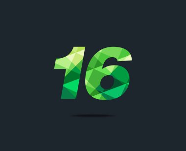 Modern 16 dijital numara logo simge, geometrik kurumsal kimlik, vektör çizim