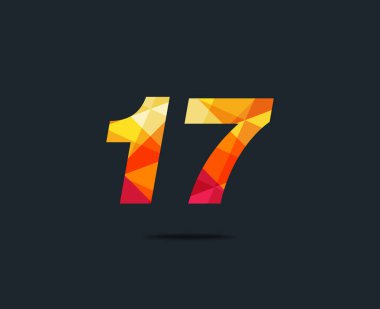 Modern 17 dijital numara logo simge, geometrik kurumsal kimlik, vektör çizim