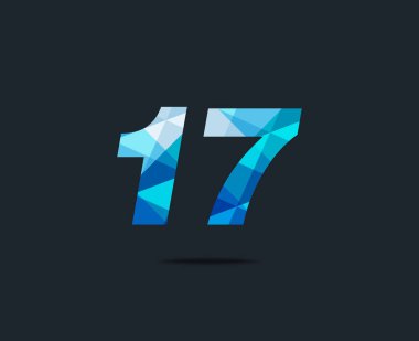 Modern 17 dijital numara logo simge, geometrik kurumsal kimlik, vektör çizim