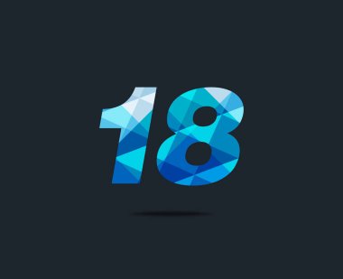 Modern 18 dijital numara logo simge, geometrik kurumsal kimlik, vektör çizim