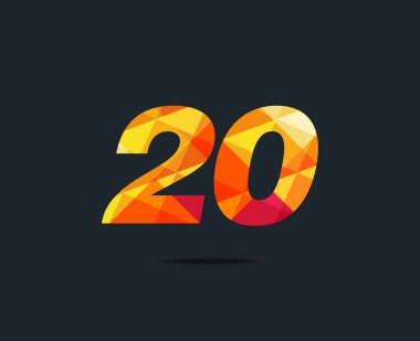 Modern 20 dijital numara logo simge, geometrik kurumsal kimlik, vektör çizim