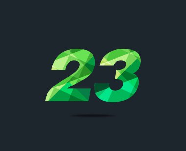 Modern 23 dijital numara logo simge, geometrik kurumsal kimlik, vektör çizim