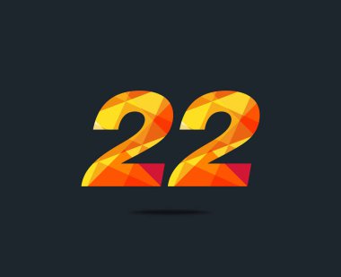 Modern 22 dijital numara logo simge, geometrik kurumsal kimlik, vektör çizim
