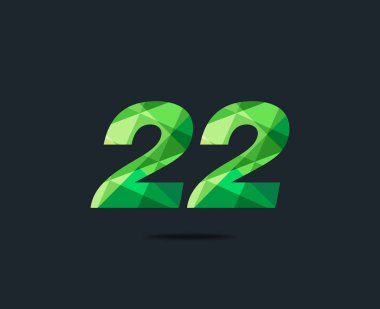 Modern 22 dijital numara logo simge, geometrik kurumsal kimlik, vektör çizim