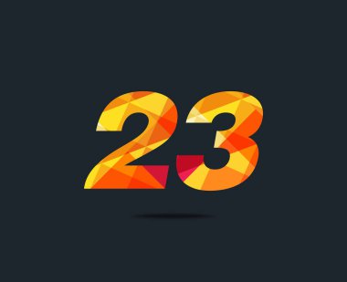 Modern 23 dijital numara logo simge, geometrik kurumsal kimlik, vektör çizim