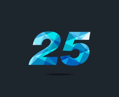 Modern 25 dijital numara logo simge, geometrik kurumsal kimlik, vektör çizim