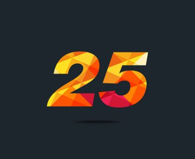 Modern 25 dijital numara logo simge, geometrik kurumsal kimlik, vektör çizim