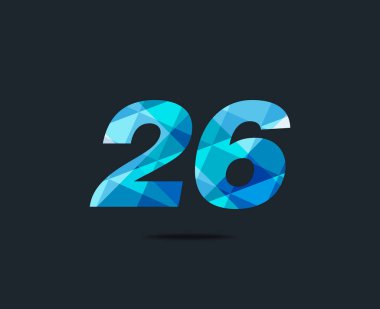 Modern 26 dijital numara logo simge, geometrik kurumsal kimlik, vektör çizim