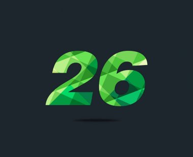 Modern 26 dijital numara logo simge, geometrik kurumsal kimlik, vektör çizim