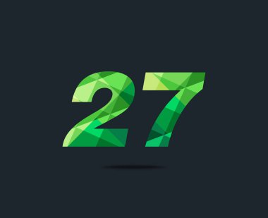 Modern 27 dijital numara logo simge, geometrik kurumsal kimlik, vektör çizim