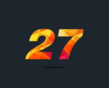 Modern 27 dijital numara logo simge, geometrik kurumsal kimlik, vektör çizim