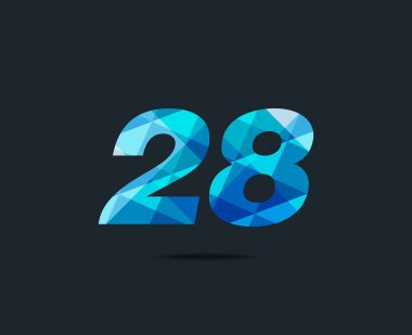 Modern 28 dijital numara logo simge, geometrik kurumsal kimlik, vektör çizim