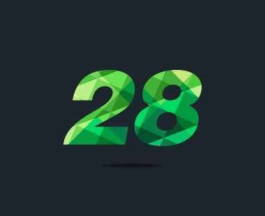 Modern 28 dijital numara logo simge, geometrik kurumsal kimlik, vektör çizim