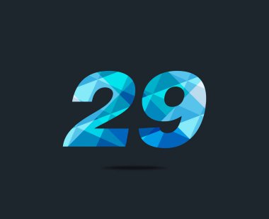 Modern 29 dijital numara logo simge, geometrik kurumsal kimlik, vektör çizim