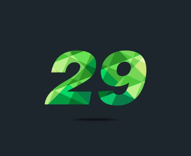 Modern 29 dijital numara logo simge, geometrik kurumsal kimlik, vektör çizim
