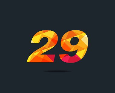 Modern 29 dijital numara logo simge, geometrik kurumsal kimlik, vektör çizim