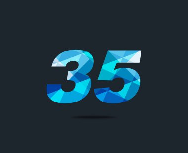 Modern 35 dijital numara logo simge, geometrik kurumsal kimlik, vektör çizim