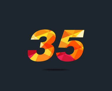 Modern 35 dijital numara logo simge, geometrik kurumsal kimlik, vektör çizim