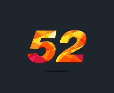 Modern 52 dijital numara logo simge, geometrik kurumsal kimlik, vektör çizim
