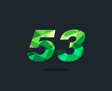 Modern 53 dijital numara logo simge, geometrik kurumsal kimlik, vektör çizim