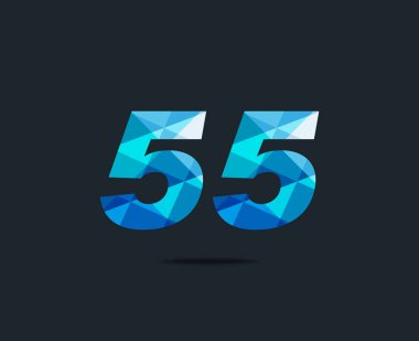 Modern 55 dijital numara logo simge, geometrik kurumsal kimlik, vektör çizim