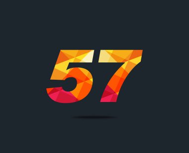 Modern 57 dijital numara logo simge, geometrik kurumsal kimlik, vektör çizim