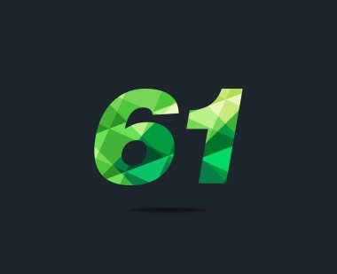 Modern 61 dijital numara logo simge, geometrik kurumsal kimlik, vektör çizim