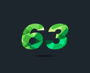 Modern 63 dijital numara logo simge, geometrik kurumsal kimlik, vektör çizim