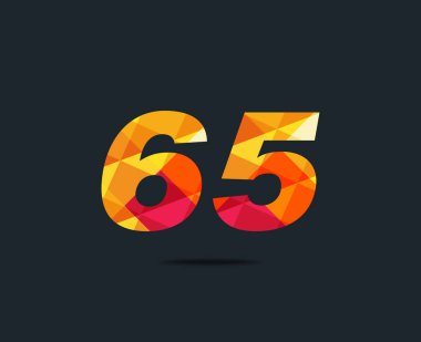 Modern 65 dijital numara logo simge, geometrik kurumsal kimlik, vektör çizim