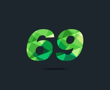 Modern 69 dijital numara logo simge, geometrik kurumsal kimlik, vektör çizim