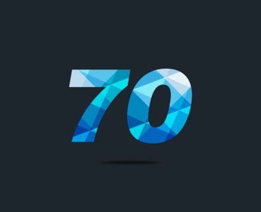 Modern 70 dijital numara logo simge, geometrik kurumsal kimlik, vektör çizim