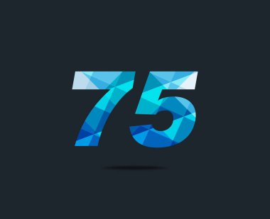 Modern 75 dijital numara logo simge, geometrik kurumsal kimlik, vektör çizim