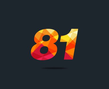 Modern 81 dijital numara logo simge, geometrik kurumsal kimlik, vektör çizim