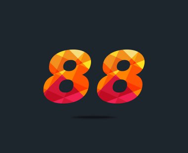 Modern 88 dijital numara logo simge, geometrik kurumsal kimlik, vektör çizim