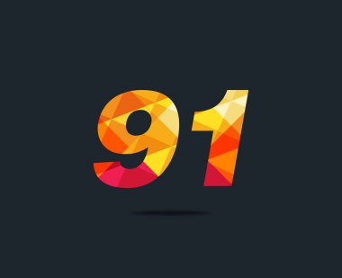 Modern 91 dijital numara logo simge, geometrik kurumsal kimlik, vektör çizim