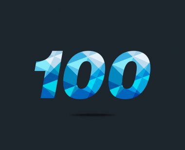 Modern 100 dijital numara logo simge, geometrik kurumsal kimlik, vektör çizim