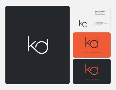 KD ortak yuvarlak harfler illüstrasyon vektör 