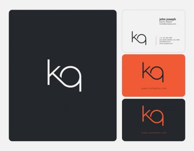 KQ ortak yuvarlak harfler illüstrasyon vektör 