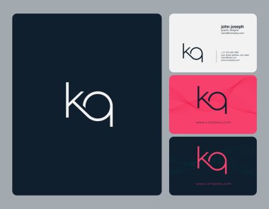 KQ ortak yuvarlak harfler illüstrasyon vektör 