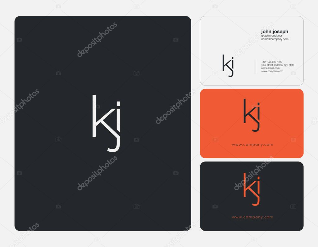 Kj joint round letters vector illustration