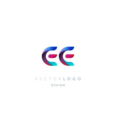 Degrade Ee harfleri Logo, kartvizit şablonu, vektör